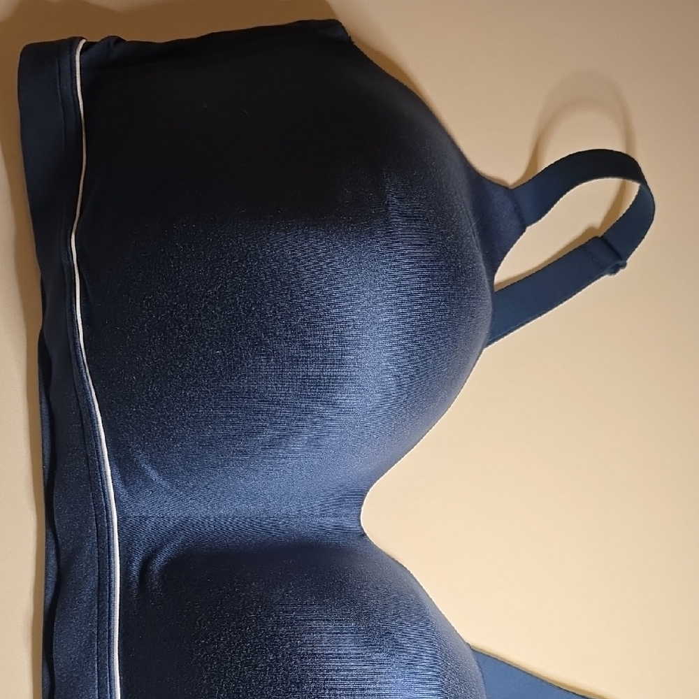 Navy Blue Bra with White Trim